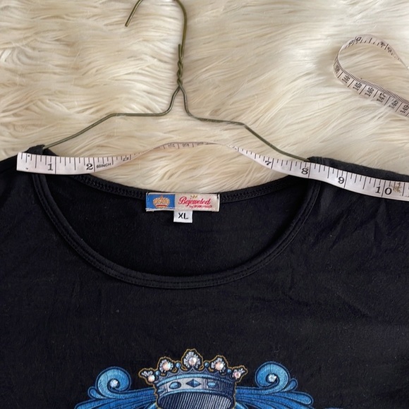 Bejeweled jewels & jeans black blue bedazzled long sleeve Tshirt sweater sz XL - Picture 15 of 16